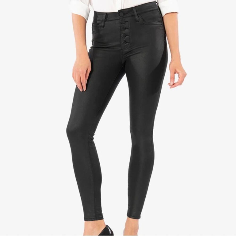 Kut from the Kloth Mia High Rise Skiiny Black Coated Pants